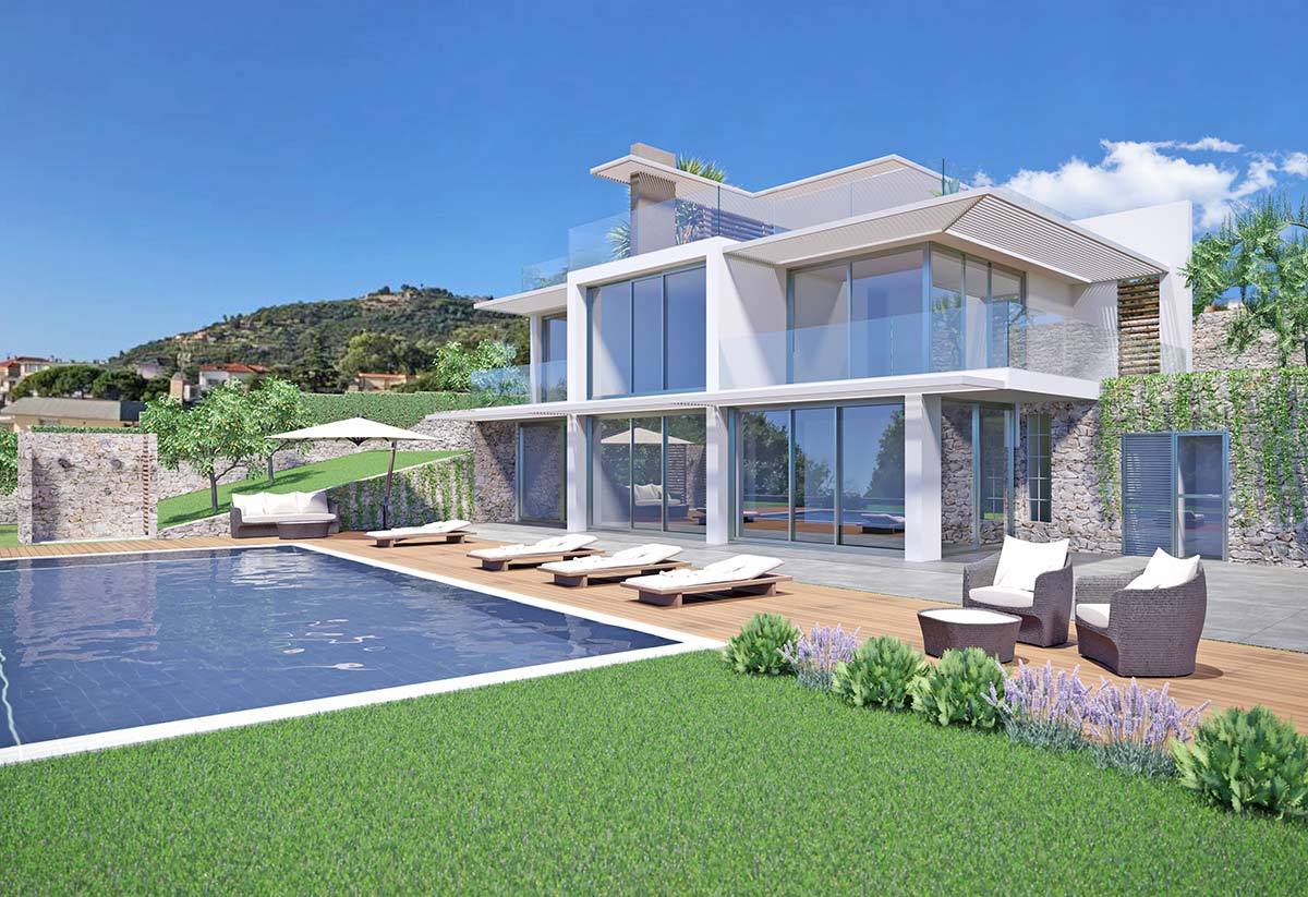 San Remo, Villa in phase of construction with swimming pool and panoramic sea view