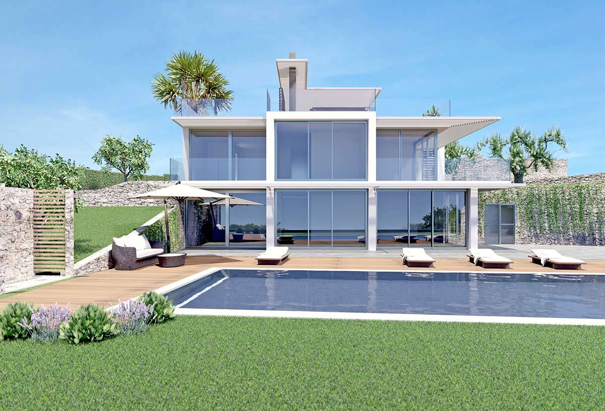 San Remo, modern Villa in phase of construction with swimming pool and sea view