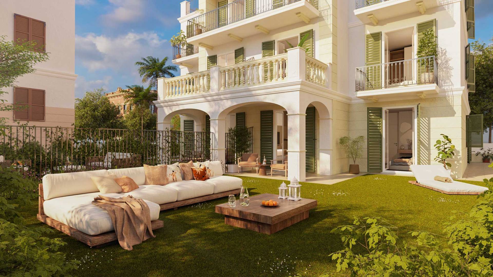 Villa Nouveau, Bordighera, central apartment for sale with private garden situated in a building under construction in energy class A4