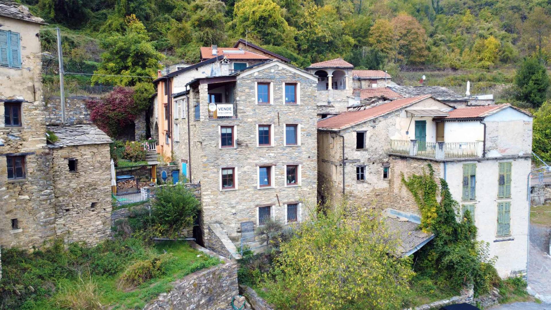 Rezzo, charming stone villa Casa La Fontanella for sale with a wonderful panoramic view